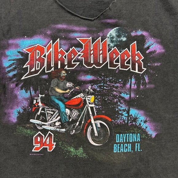 90s Vintage Bike Week Graphic Tee Mens XL Daytona Beach Cutoff Florida Biker - Picture 3 of 11
